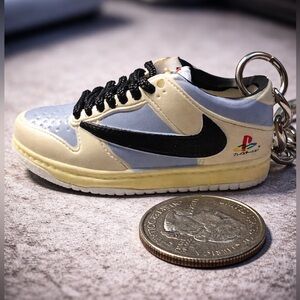 3D Mini Sneaker Keychain dunk low blue cream charm trinket